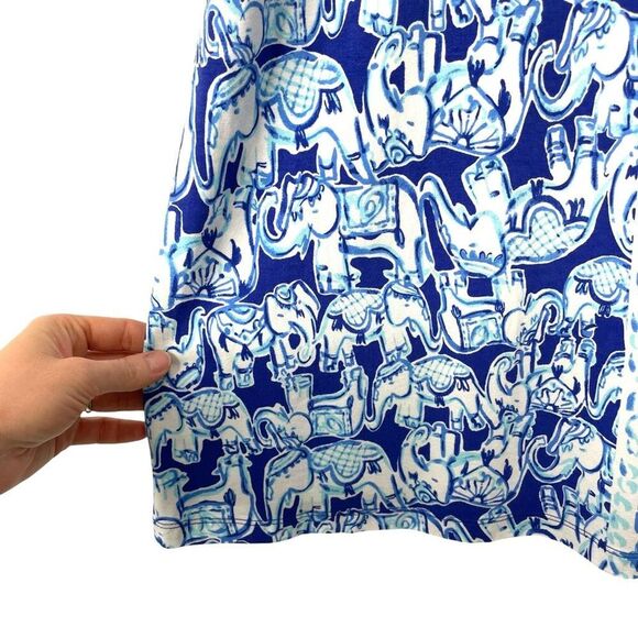 Lilly Pulitzer Ophelia Swing Dress in Get Trunky Size M blue white elephant prin - Picture 6 of 10
